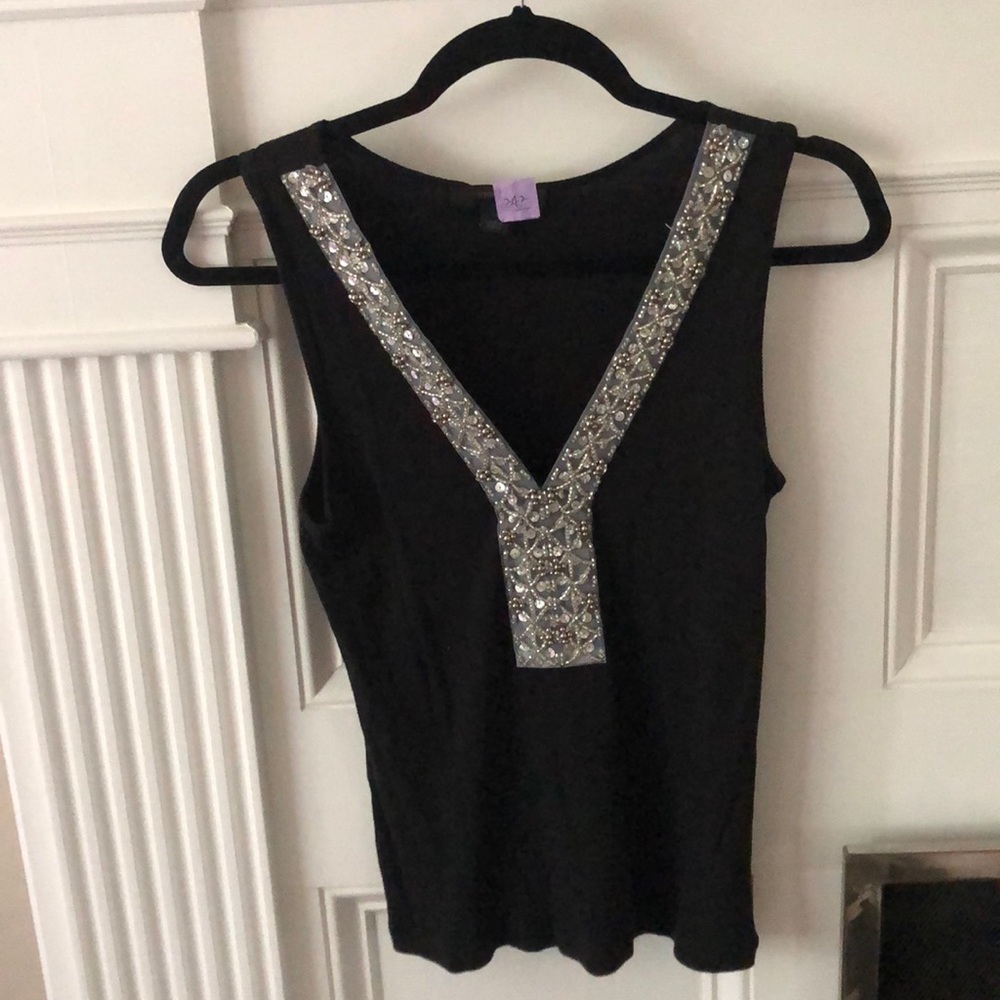 Sequin black tank top